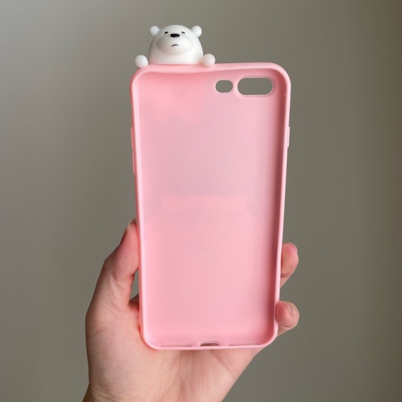 3D Cartoon We Bare Bears Soft Silicone Cases for iPhone 8 Plus, Green & Pink - Picture 5 of 5
